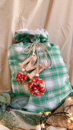 Load image into Gallery viewer, Green and red gingham Santa sack -preorder
