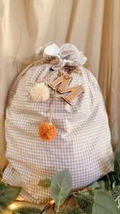 Nude gingham Santa sack -preorder