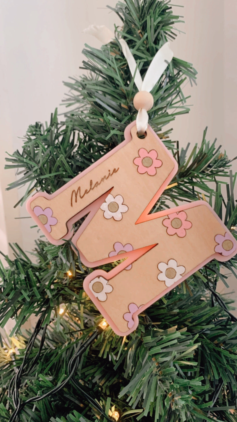 Floral Painted Letter Ornament