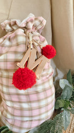 Load image into Gallery viewer, Pink and nude gingham Santa sack - preorder
