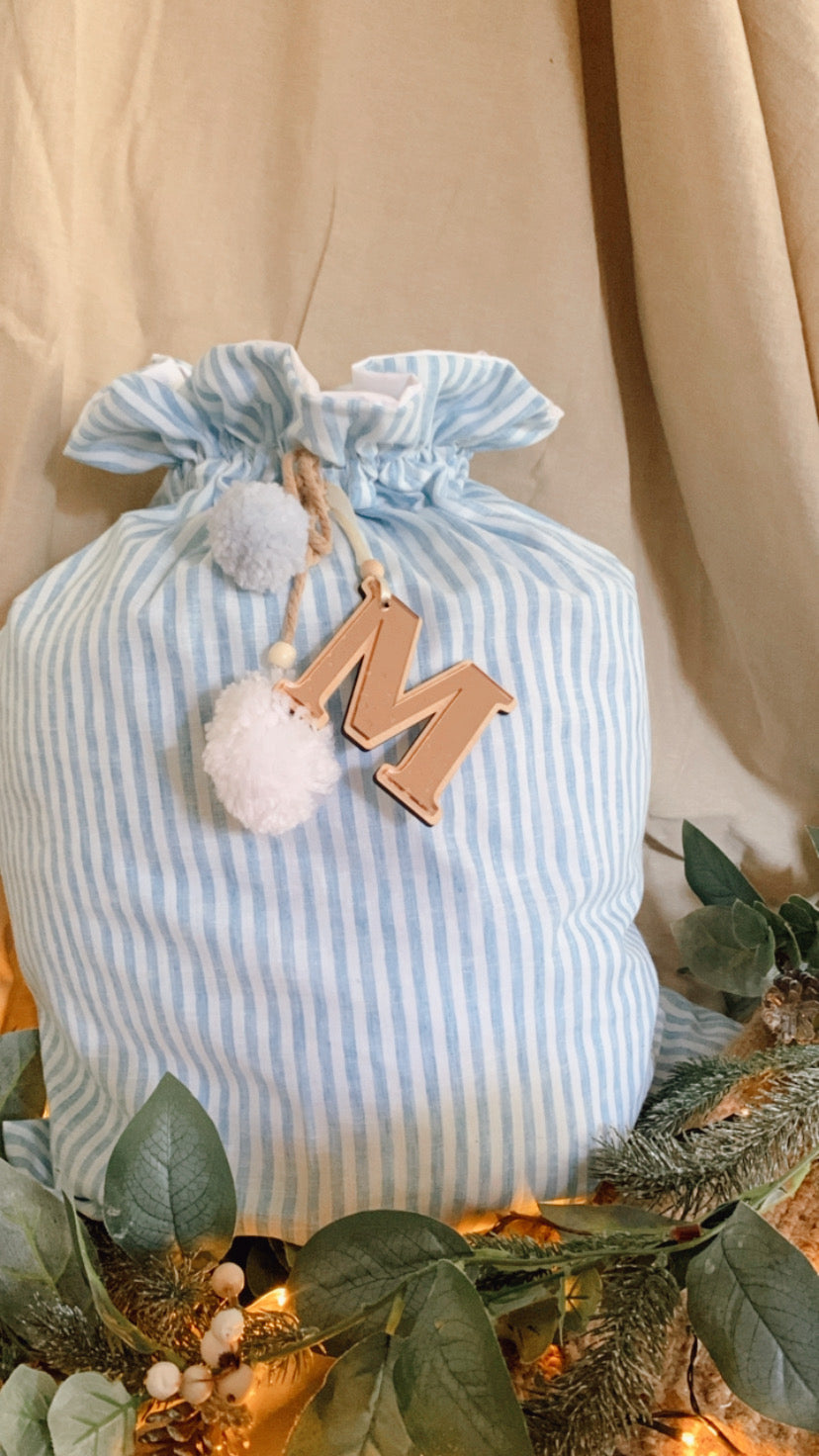 Baby blue stripe Santa sack-preorder