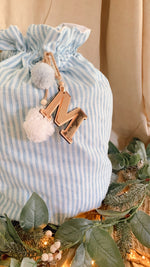 Load image into Gallery viewer, Baby blue stripe Santa sack-preorder
