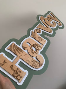 Etched Dino Triple Layer Signage