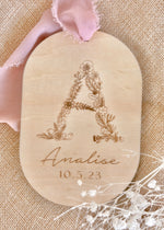 Load image into Gallery viewer, Floral initial name announcement plaque
