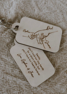 Custom holding hands keyring