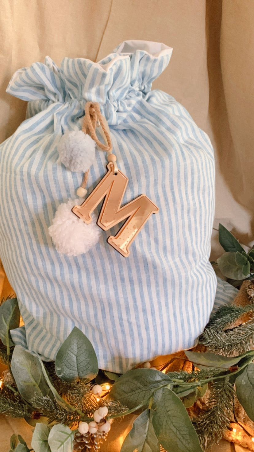 Baby blue stripe Santa sack-preorder