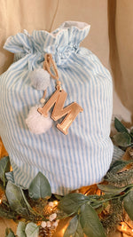 Load image into Gallery viewer, Baby blue stripe Santa sack-preorder
