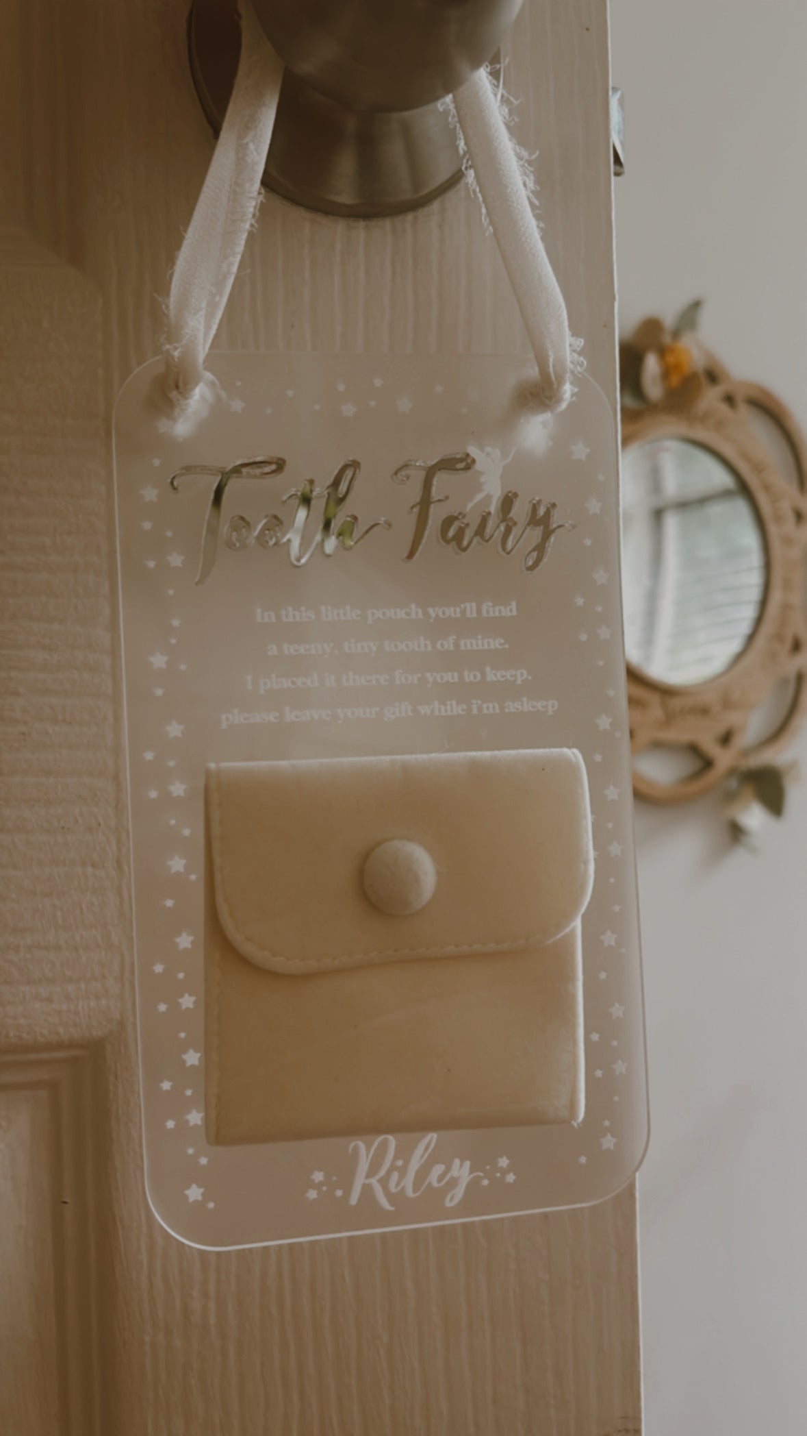 Personalised Tooth Fairy hanging door sign