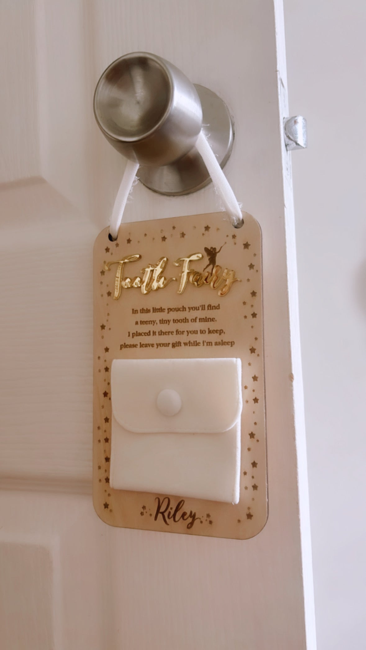 Personalised Tooth Fairy hanging door sign