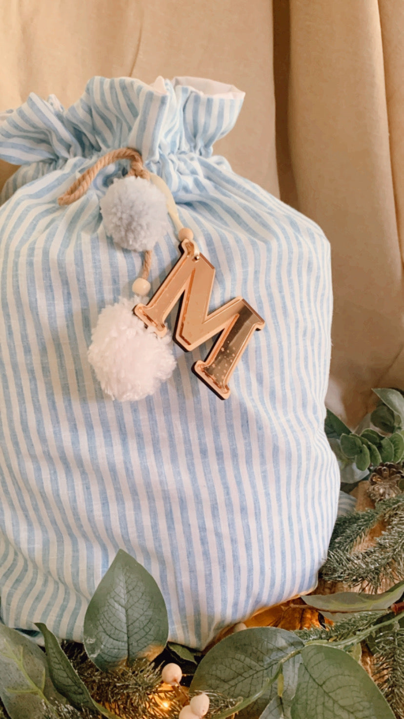 Baby blue stripe Santa sack-preorder