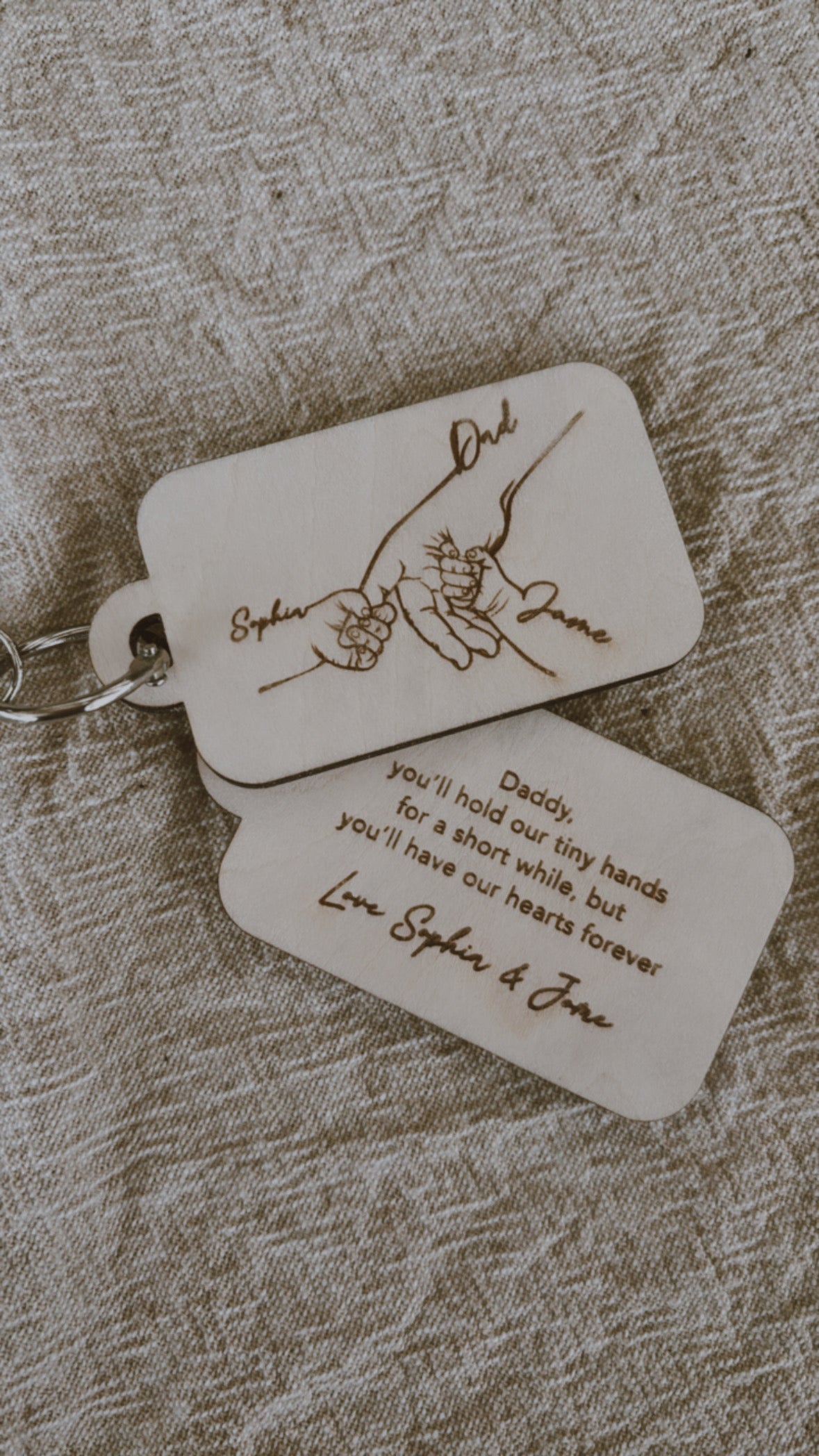 Custom holding hands keyring