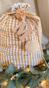 Mustard gingham Santa sack -preorder