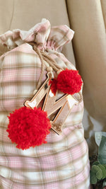 Load image into Gallery viewer, Pink and nude gingham Santa sack - preorder
