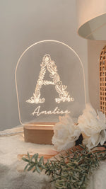 Load image into Gallery viewer, Floral initial name LED light
