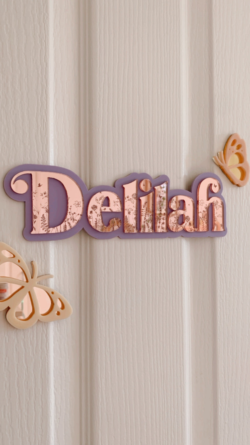 Etched Butterfly Garden Name Signage - Double layer