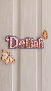 Etched Butterfly Garden Name Signage - Double layer