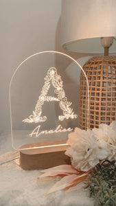 Floral initial name LED light