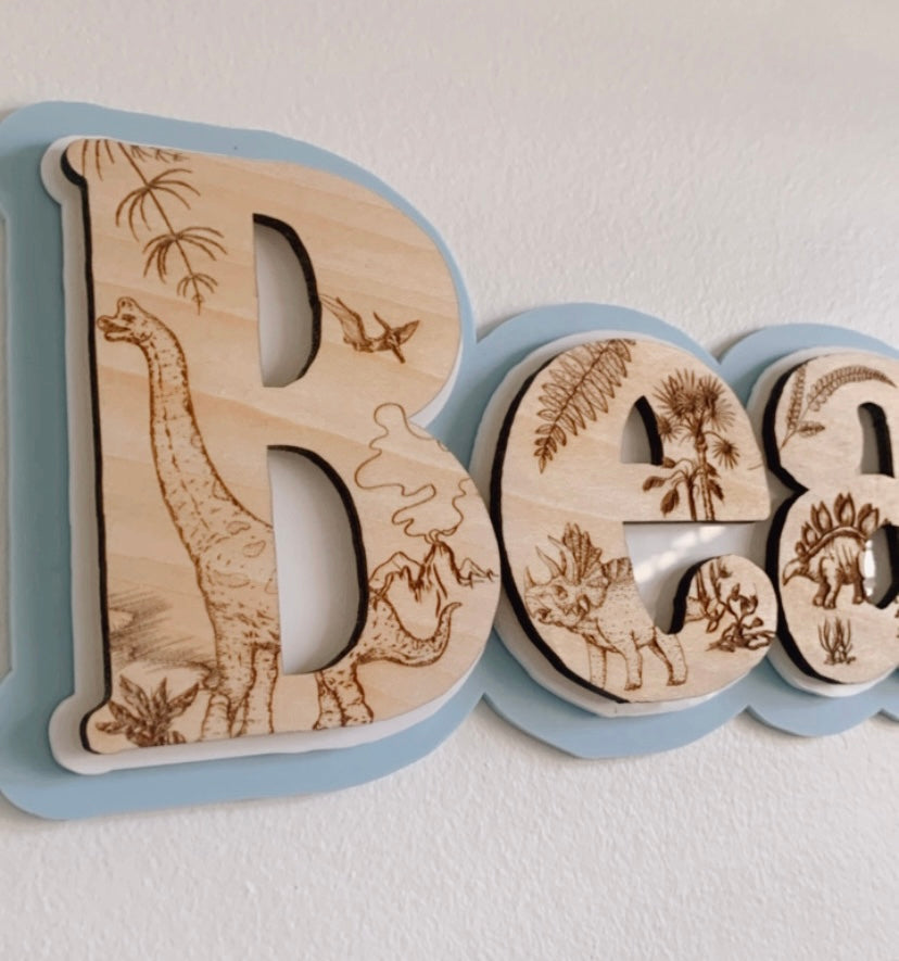 Etched Dino Triple Layer Signage