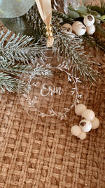 Load image into Gallery viewer, Wreath Name Clear Acrylic Ornament
