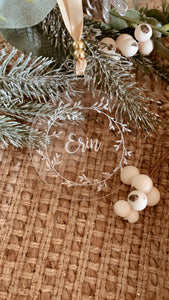 Wreath Name Clear Acrylic Ornament