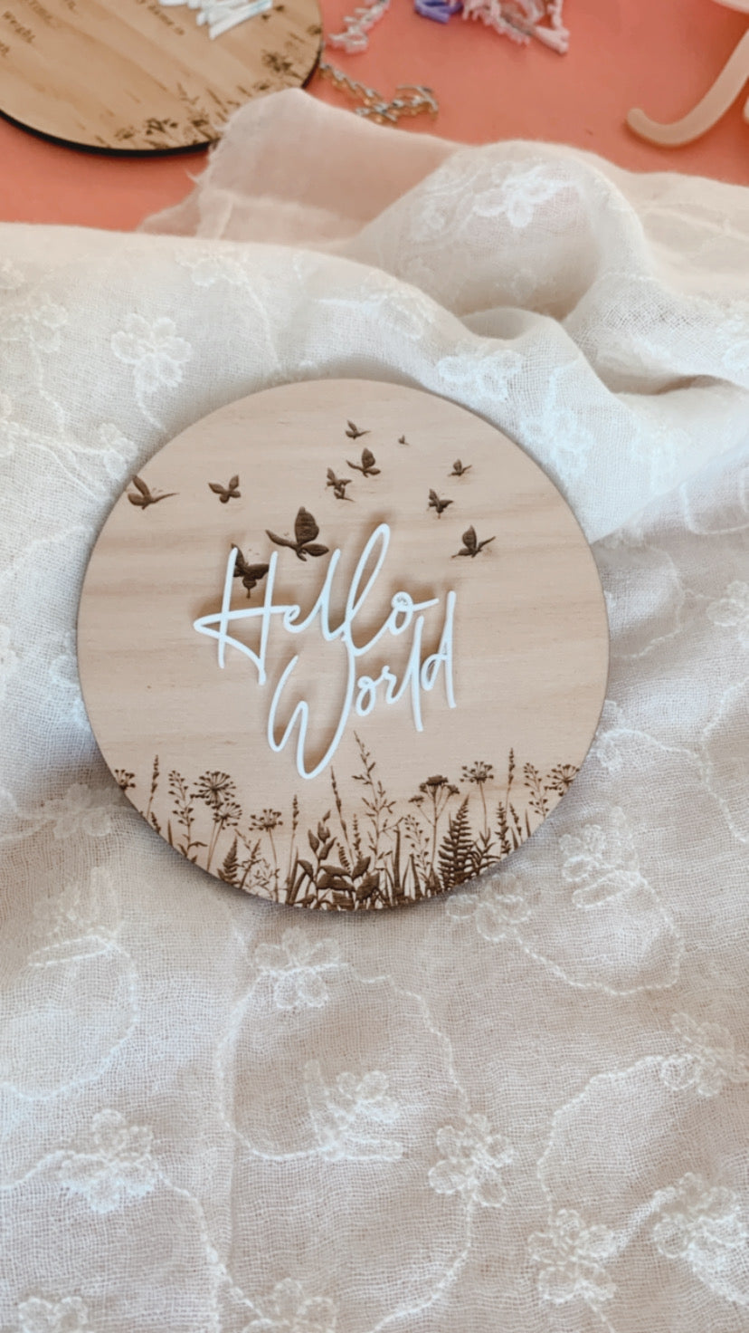 Hello World Butterfly Garden Welcome Disc