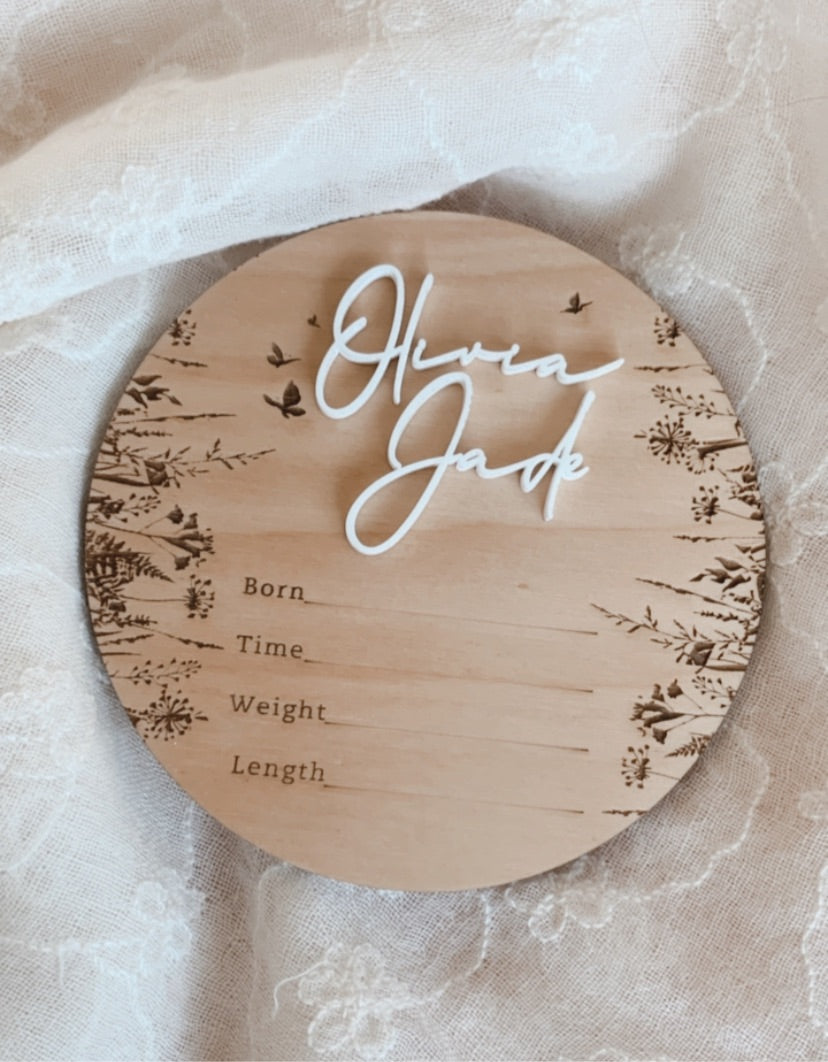 Custom Butterfly Garden Name & Birth Announcement Disc