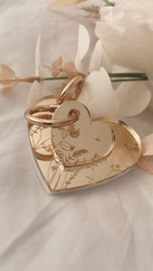 Mirror acrylic garden heart keyrings