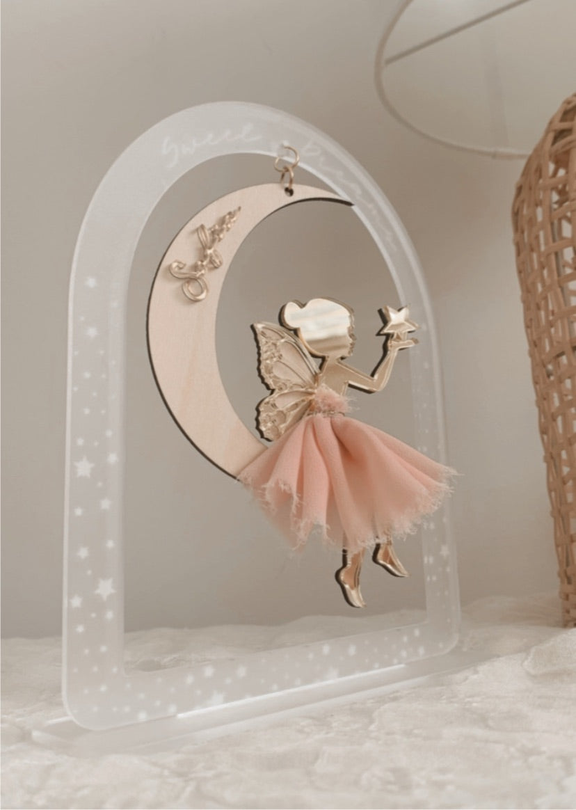 Fairy Moon Arch stand - frosted clear acrylic