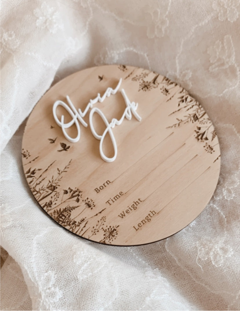 Custom Butterfly Garden Name & Birth Announcement Disc