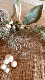 Load image into Gallery viewer, First Christmas as Mr &amp; Mrs Ornament
