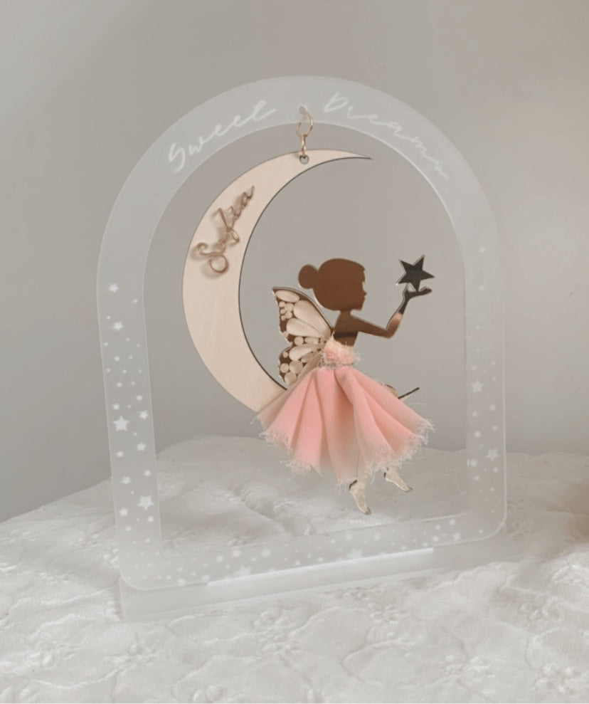 Fairy Moon Arch stand - frosted clear acrylic