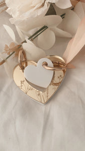 Mirror acrylic garden heart keyrings